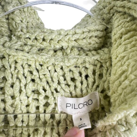 Pilcro Anthropologie Sailcloth Hooded Sweatshirt Cropped Loose Knit Green Small - Picture 8 of 15